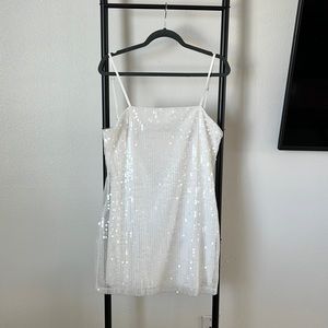Sequin white mini dress